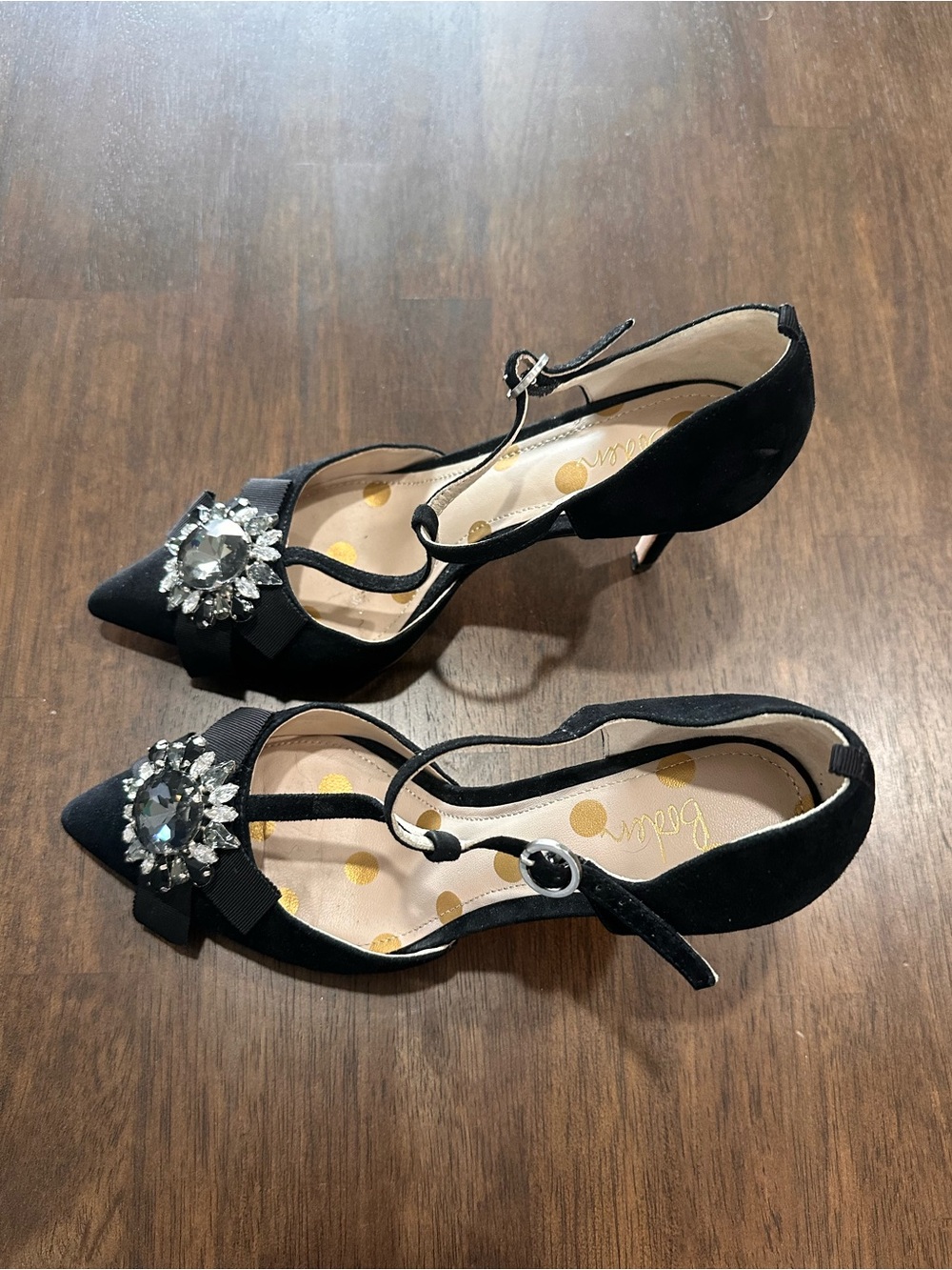 Boden Cordelia black T-bar pumps with jewel-embellished grosgrain bow Size 38 - Picture 4 of 11